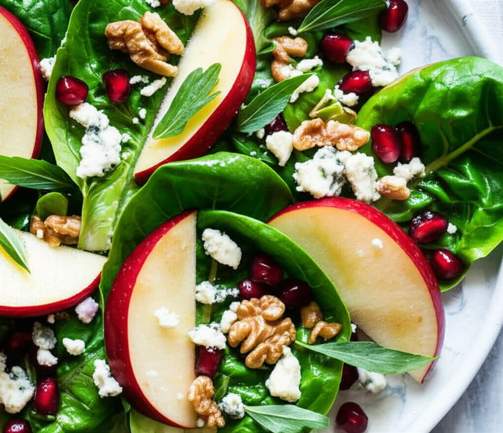 Apple And Butter Lettuce Salad With Pomegranate Seeds image