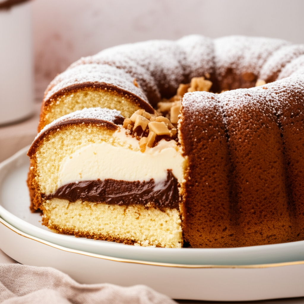 Cream Cheese And Nutella Filled Pound Cake image