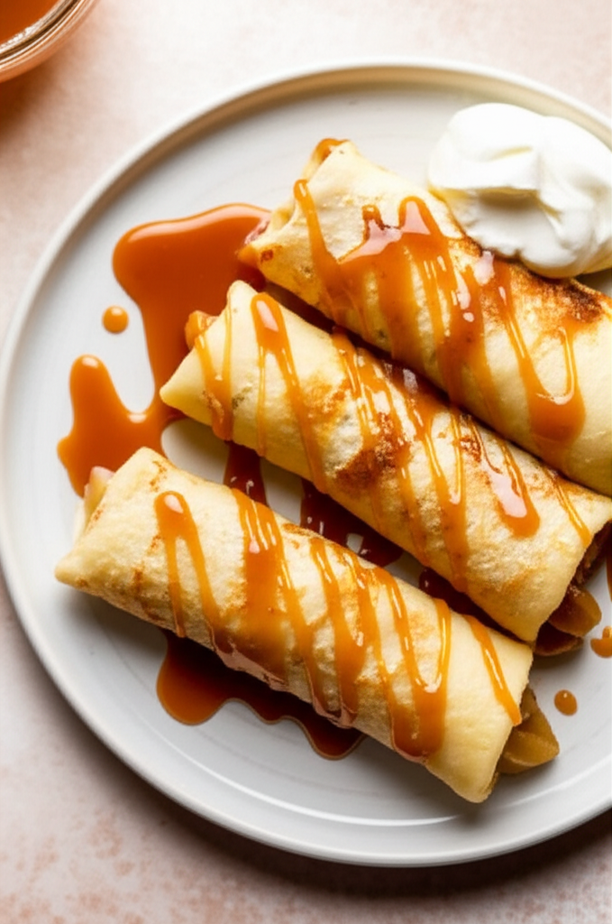 Apple Blintzes With Caramel Sauce image