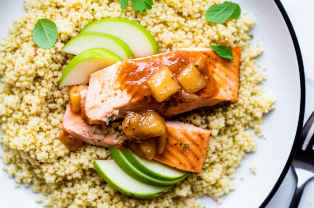 Apple Braised Salmon With Citrus Spiced Couscous image