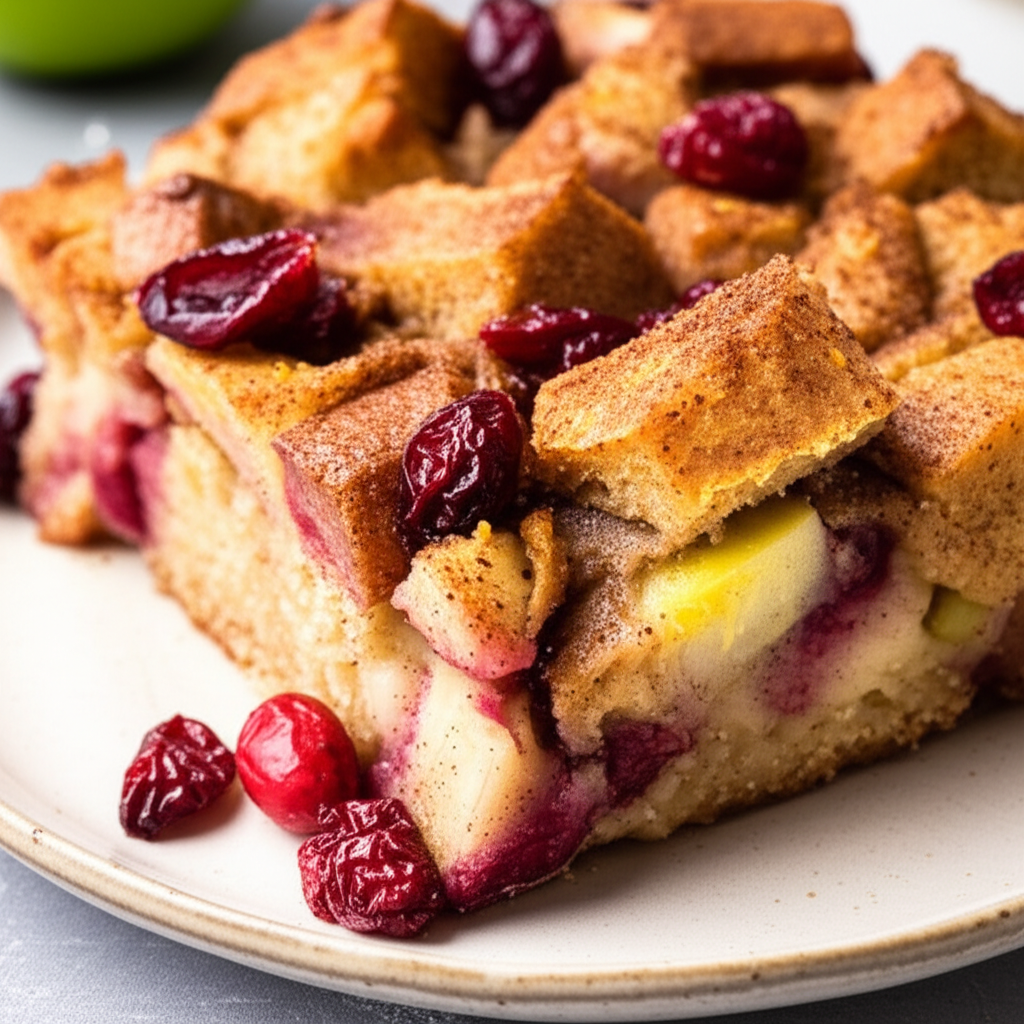 Apple Bread Pudding With Cranberries image