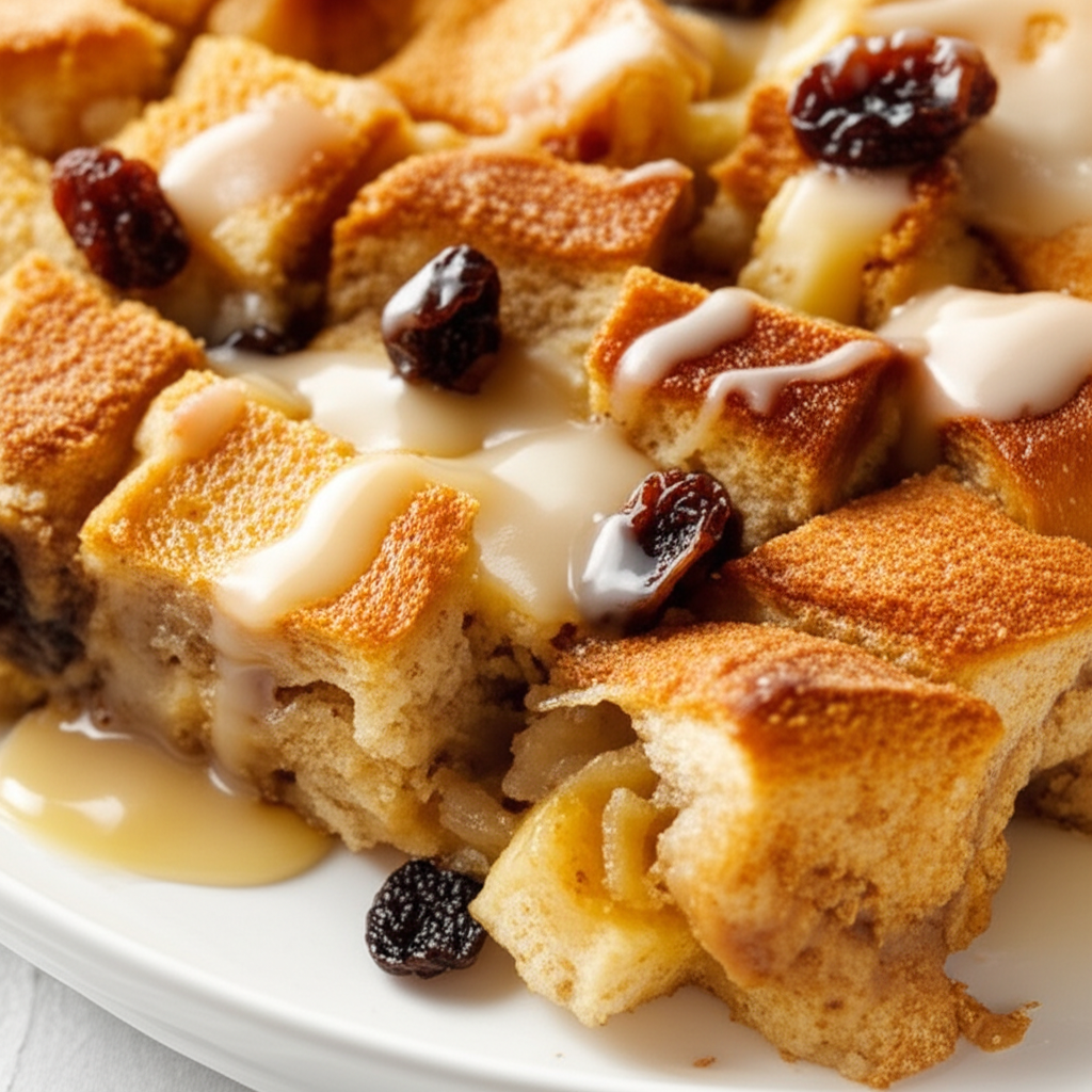 Apple Bread Pudding With Vanilla Butter Sauce image