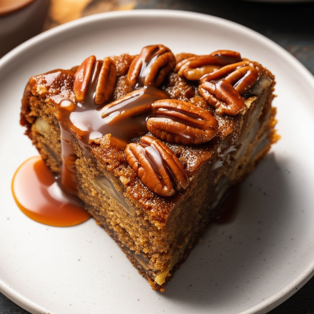 Apple Cake With Warm Caramel Pecan Sauce image