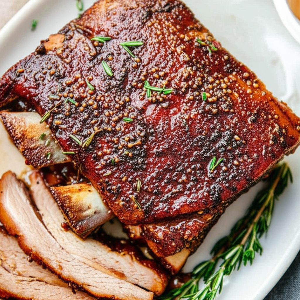 Apple Cider Marinated Rack Of Pork Roast image