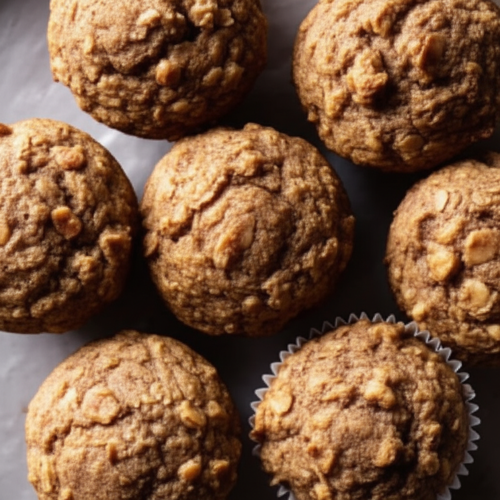 Apple Cinnamon Banana Bran Flax Muffins image