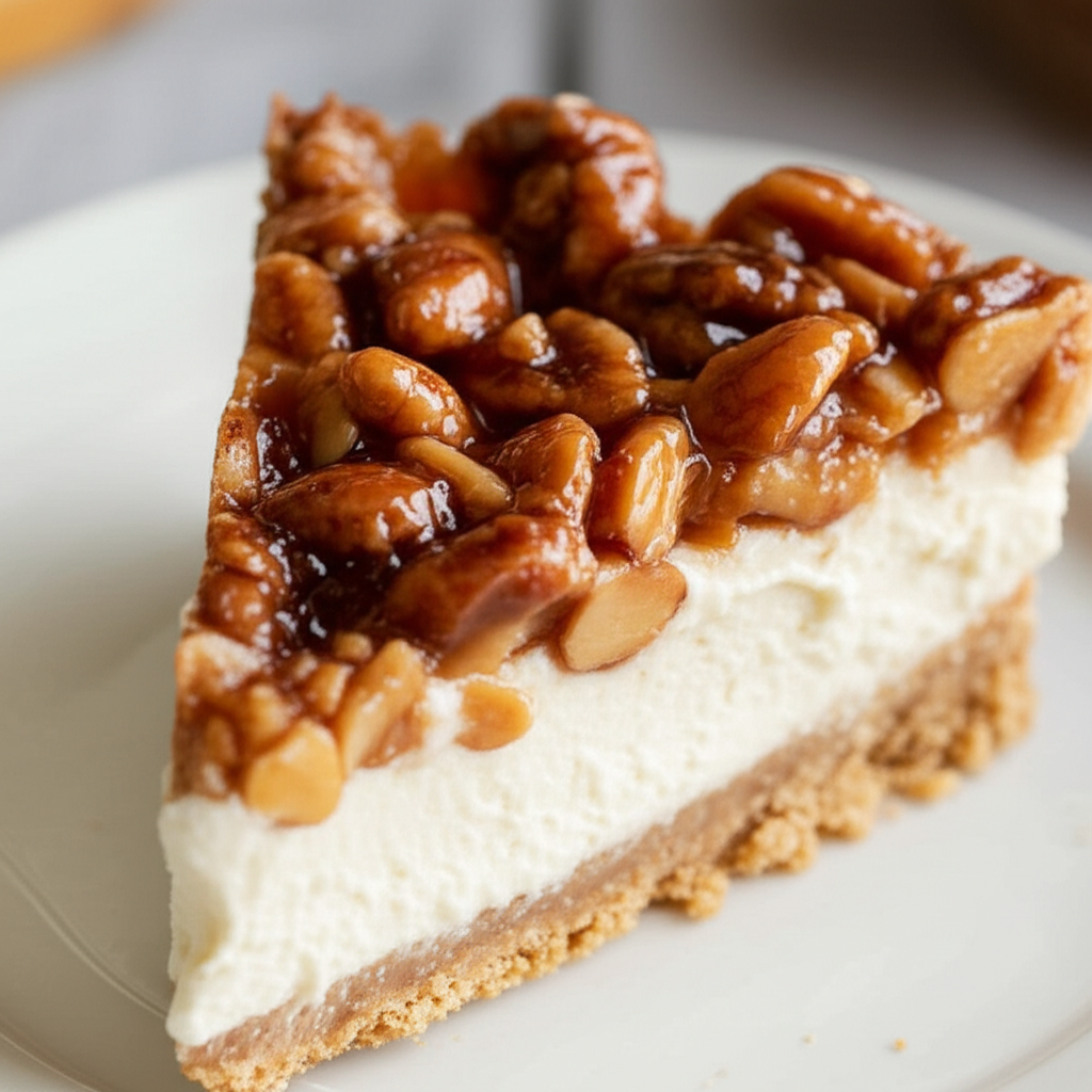 Apple Cinnamon Cheesecake With Almond Praline Topping image