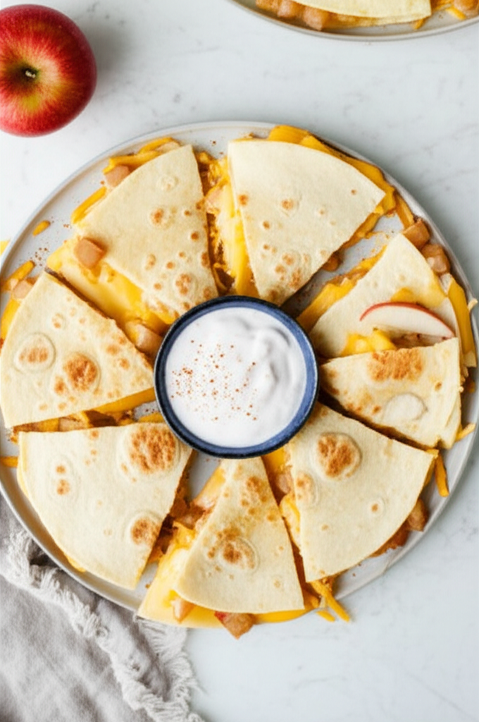 Apple Cinnamon Quesadillas And Spice Yogurt Dipping Sauce image