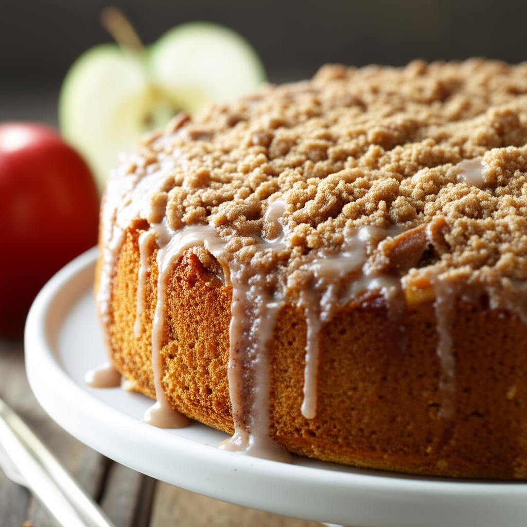Apple Coffee Cake With Crumble Topping And Brown Sugar Glaze image
