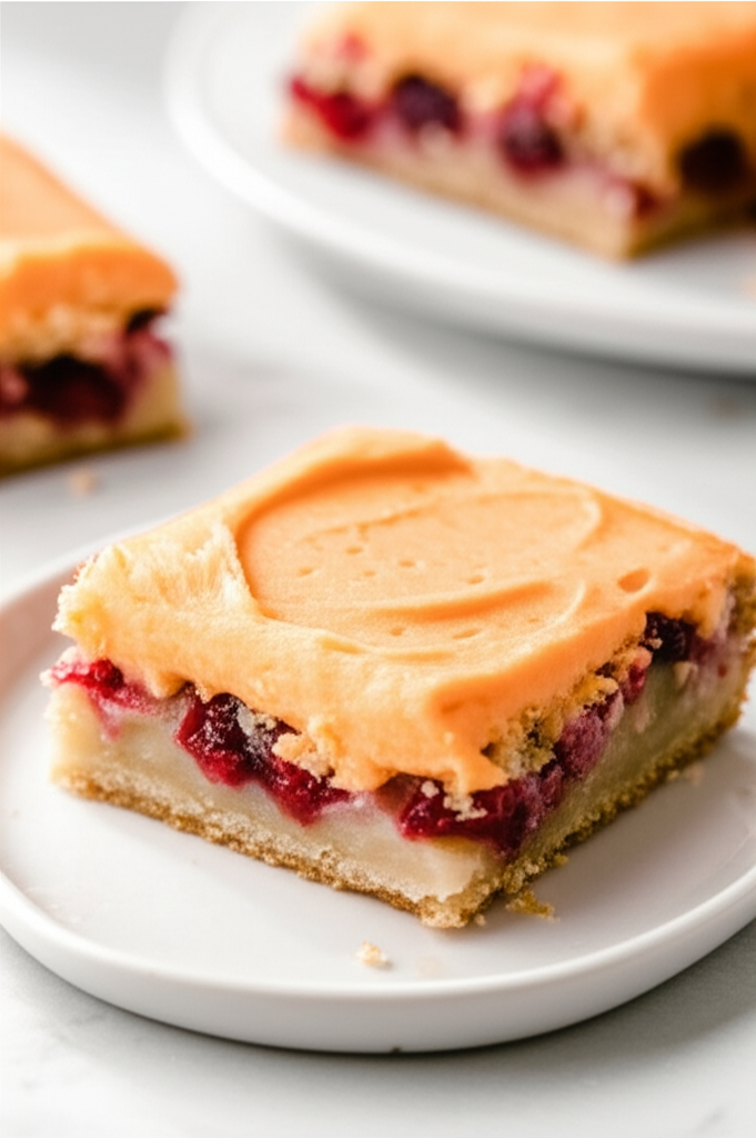 Apple Cranberry Bars With Orange Buttercream Frosting image
