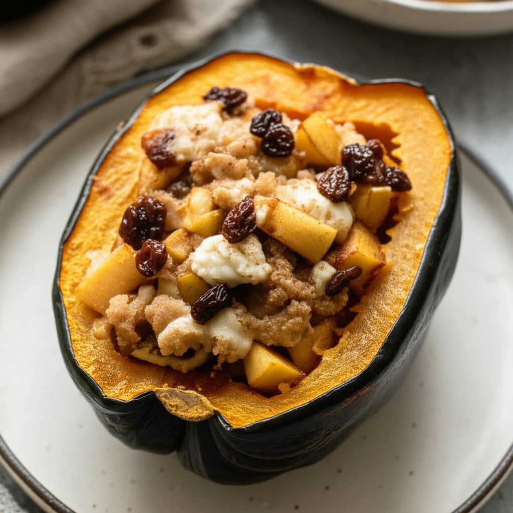 Apple Cream Cheese Stuffed Acorn Squash Microwave image