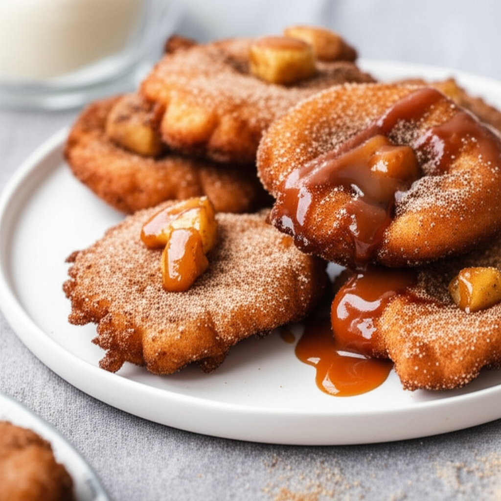 Apple Fritters With Cinnamon Sugar And Caramel Sauce image