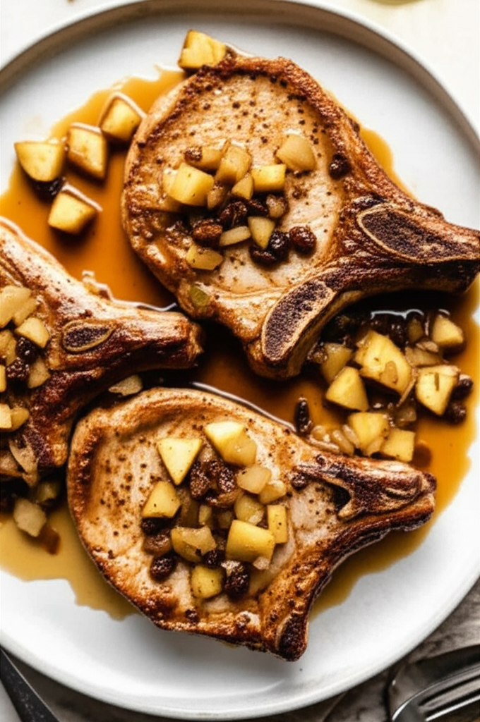 Apple Ginger Pork Chops By Guy Fieri image