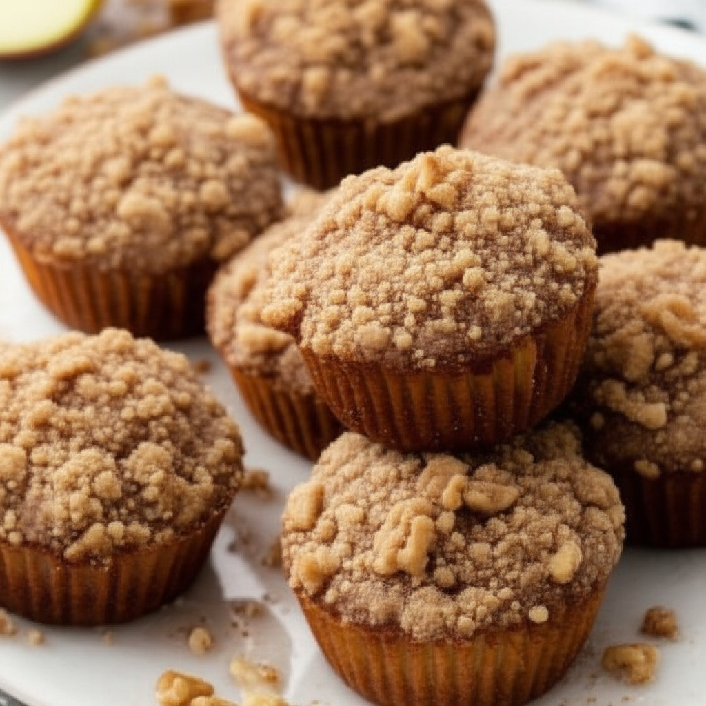 Apple Nut Cinnamon Muffins With Brown Sugar Cinnamon Topping image