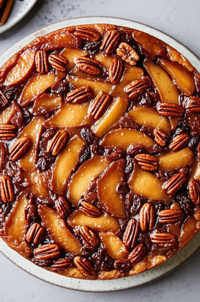 Apple Pecan Raisin Upside Down Cake image
