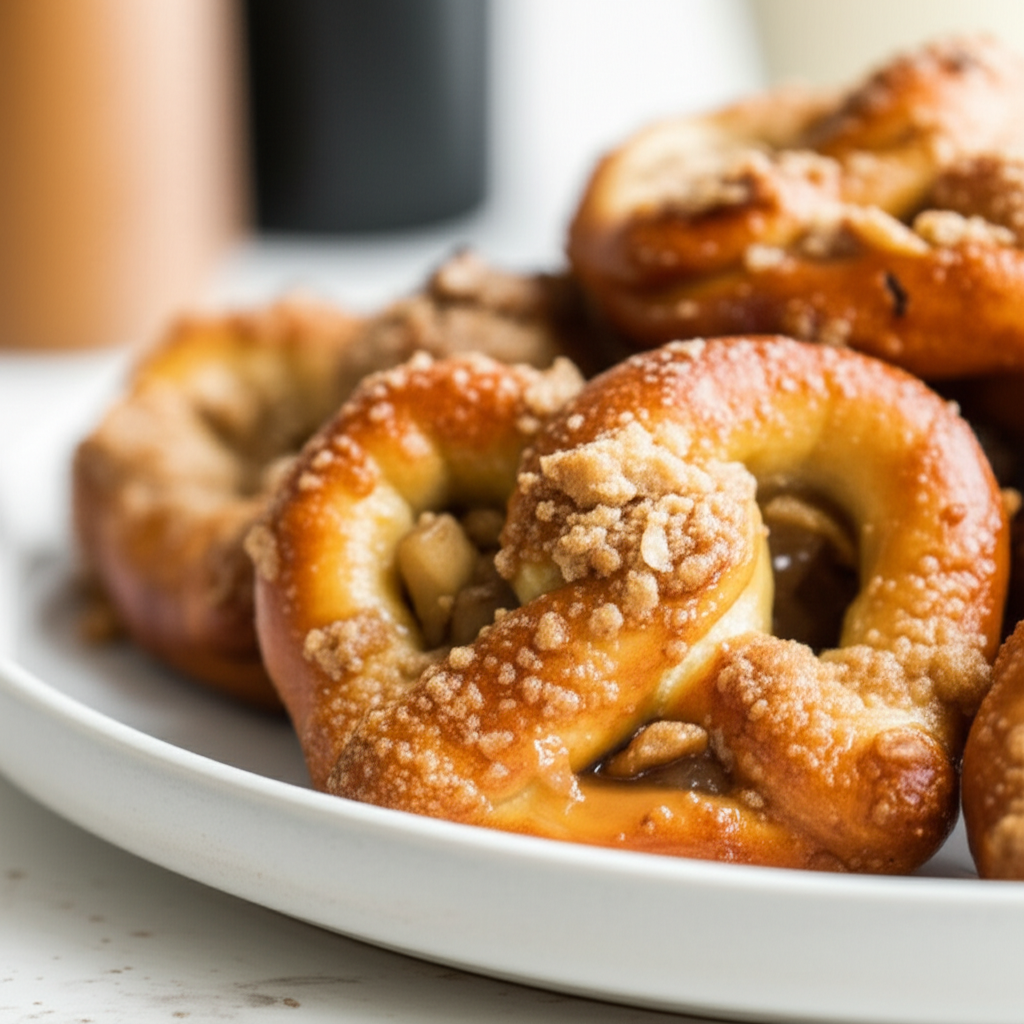 Apple Pie Stuffed Soft Pretzels With Streusel image