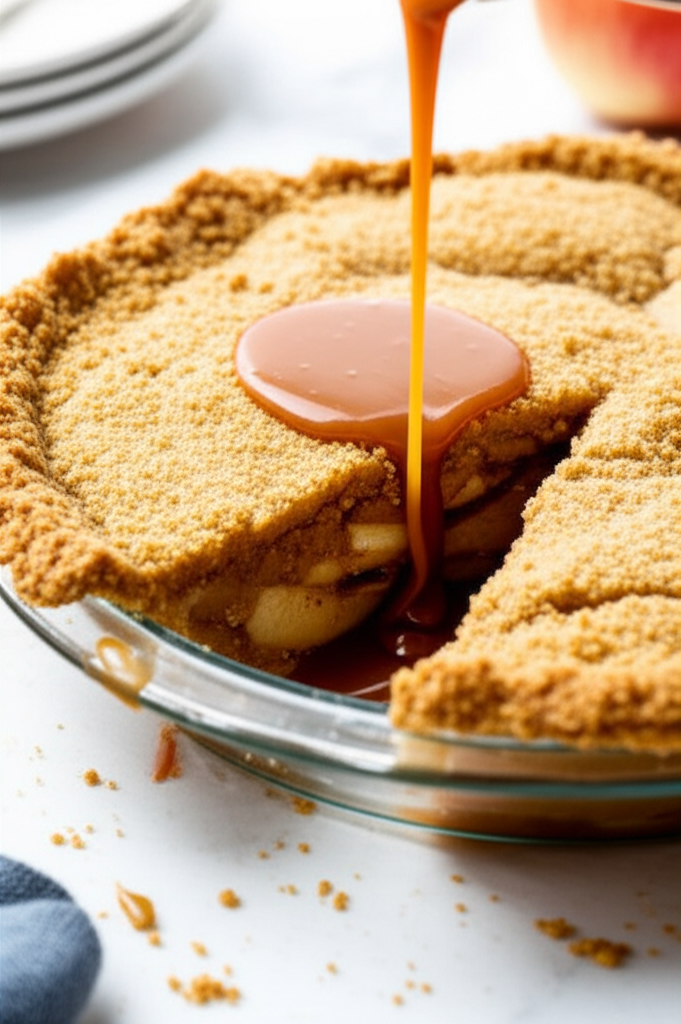 Apple Pie With Cornmeal Crust And Caramel Brandy Sauce image