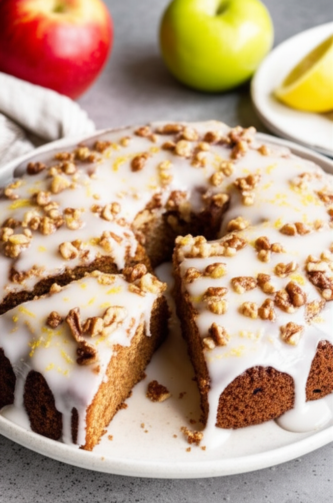 Apple Pudding Cake With Lemon Glaze image