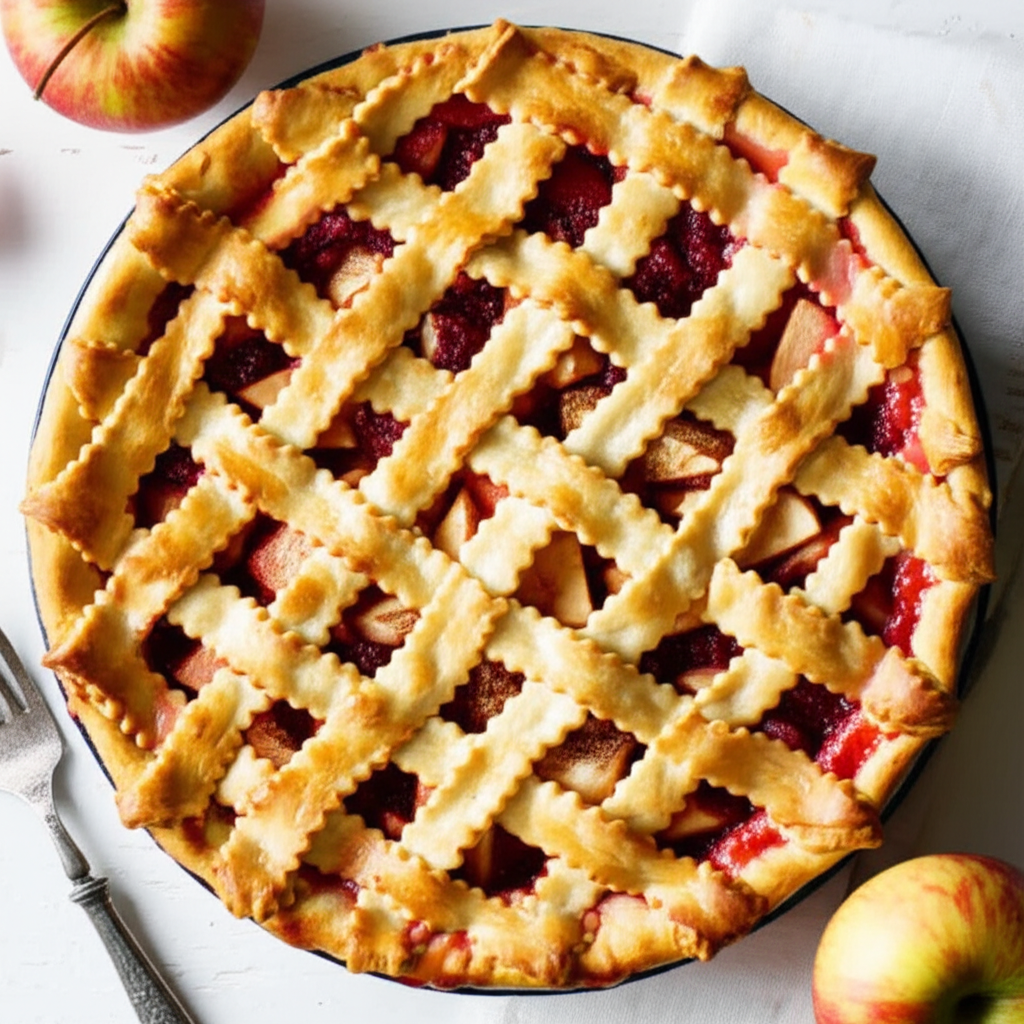Apple Raspberry Lattice Cake image