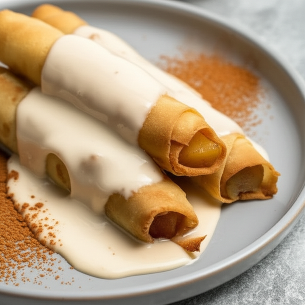 Apple Rolls With Creamy Coffee Sauce Turon De Mansanas image