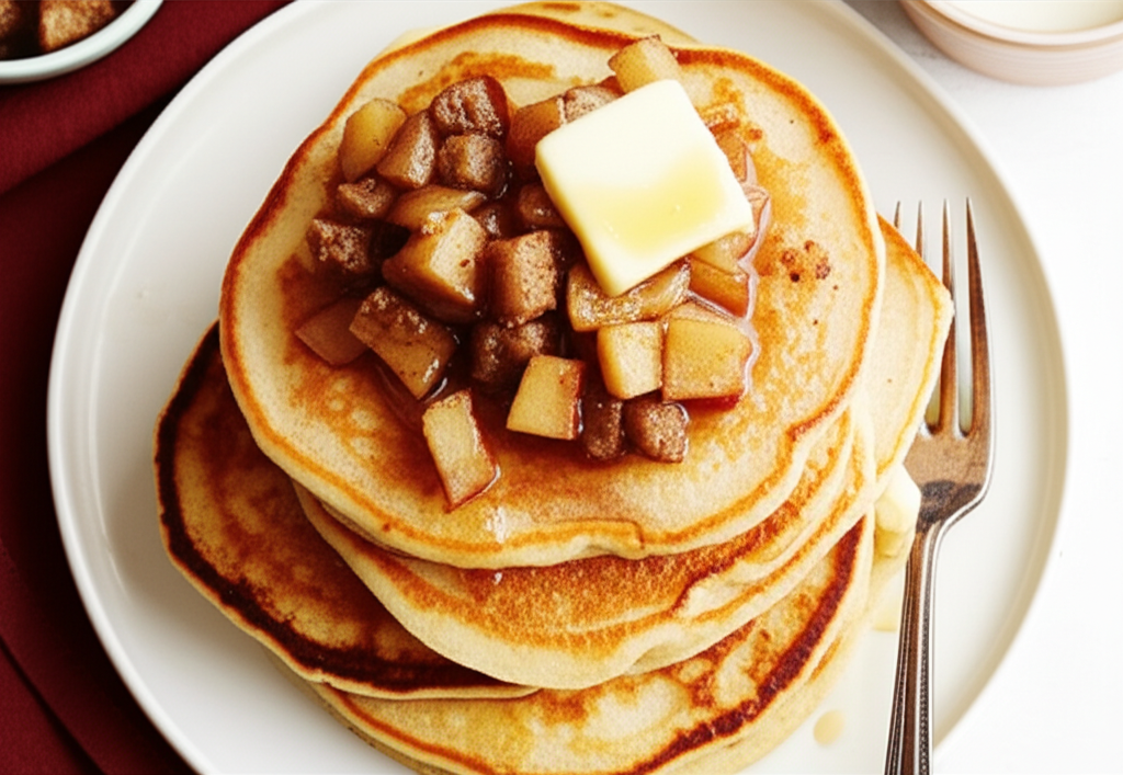 Apple Sausage Pancakes With Cider Syrup image
