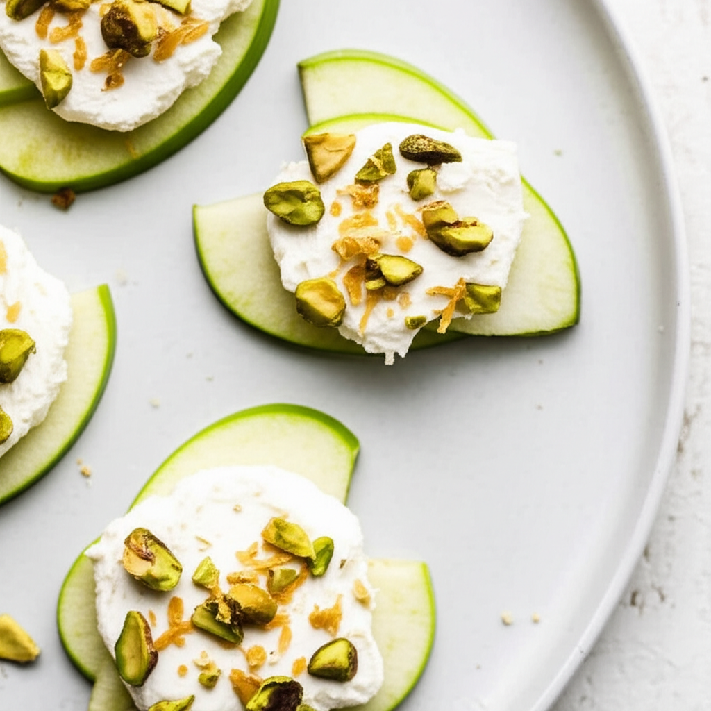 Apple Slices With Goat Cheese And Pistachios image