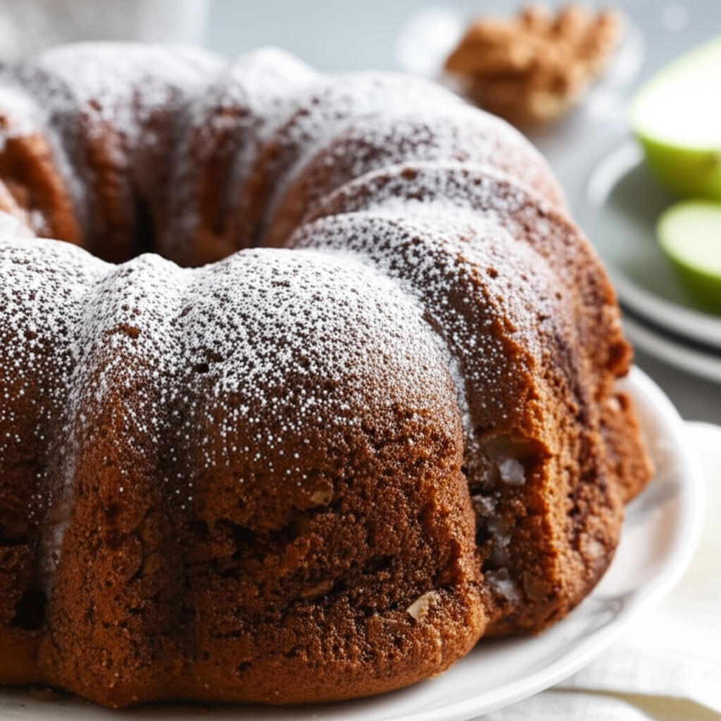 Apple Sour Cream Cinnamon Walnut Bundt Cake image