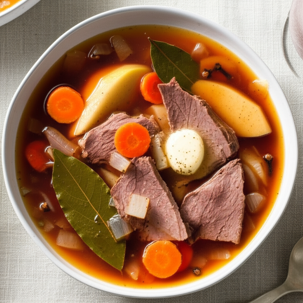 Apple Wine Soup With Roast Beef image