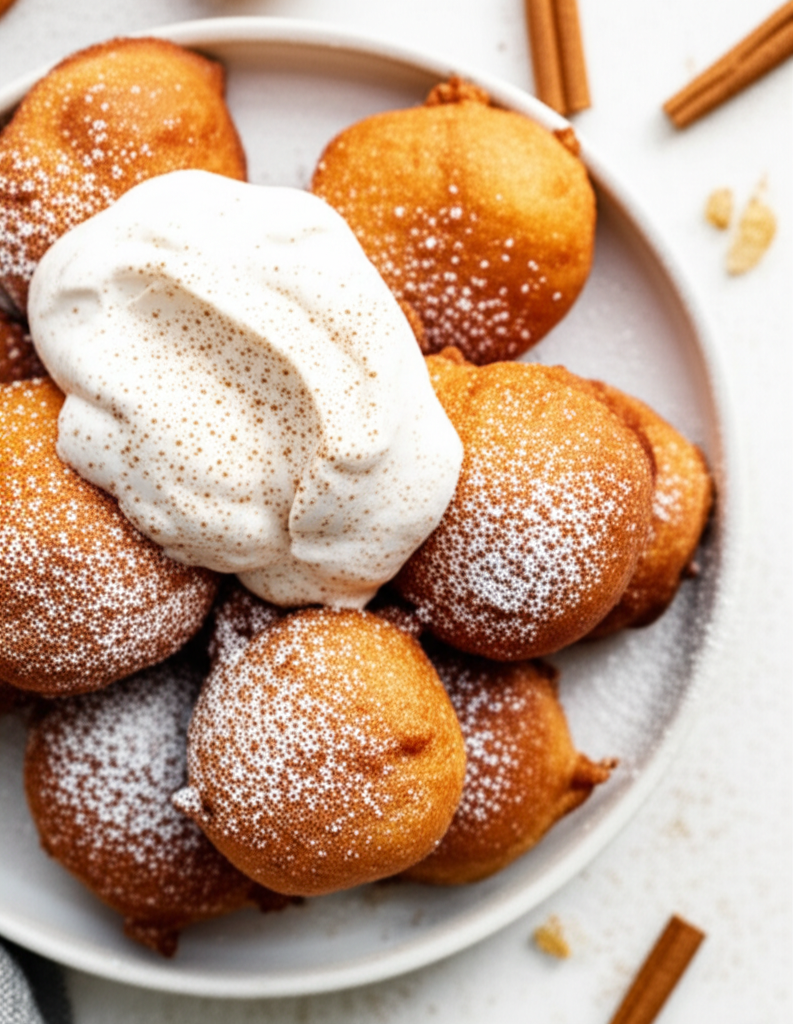 Apple Zeppole With Cinnamon Whipped Cream image