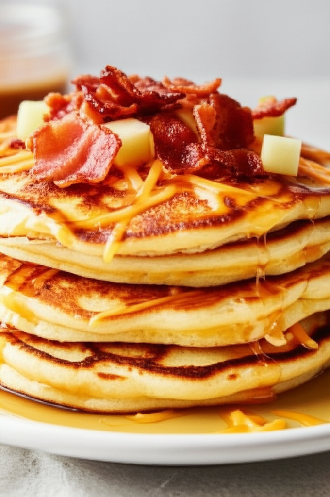Apple Bacon And Cheddar Pancakes image