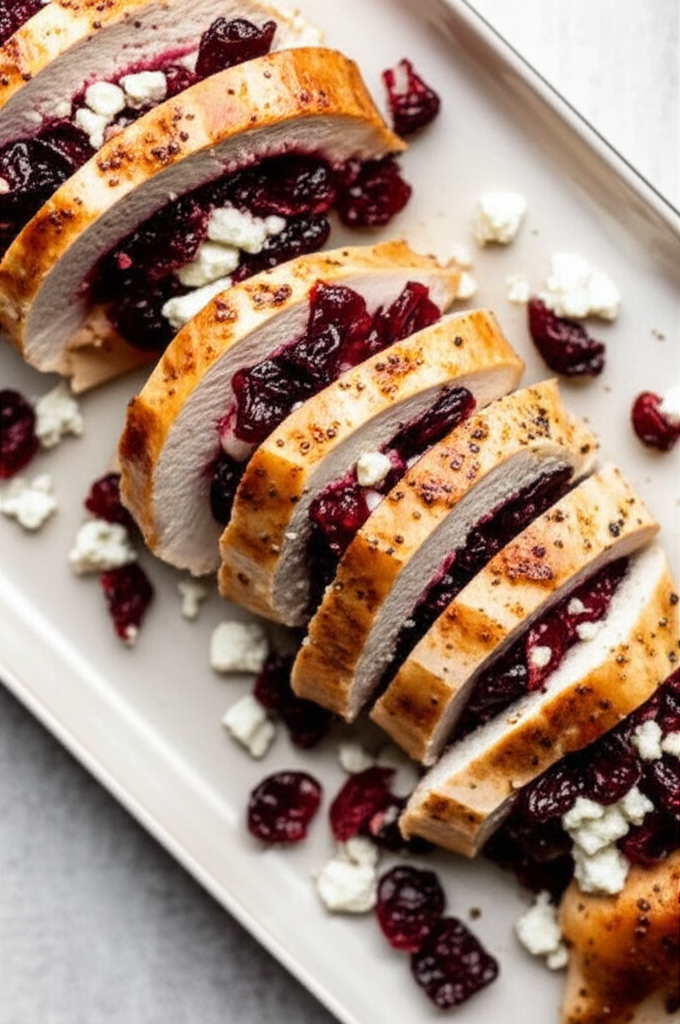 Apple Cranberry And Feta Stuffed Chicken Breast image