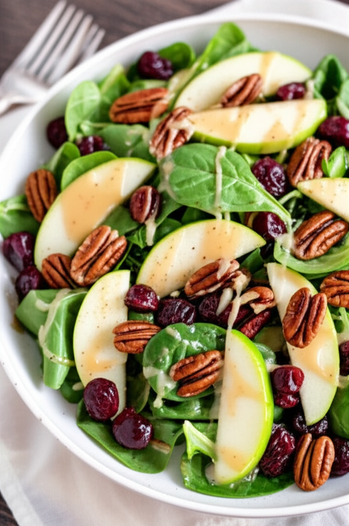 Apple Dried Cherry And Pecan Salad With Maple Dressing image