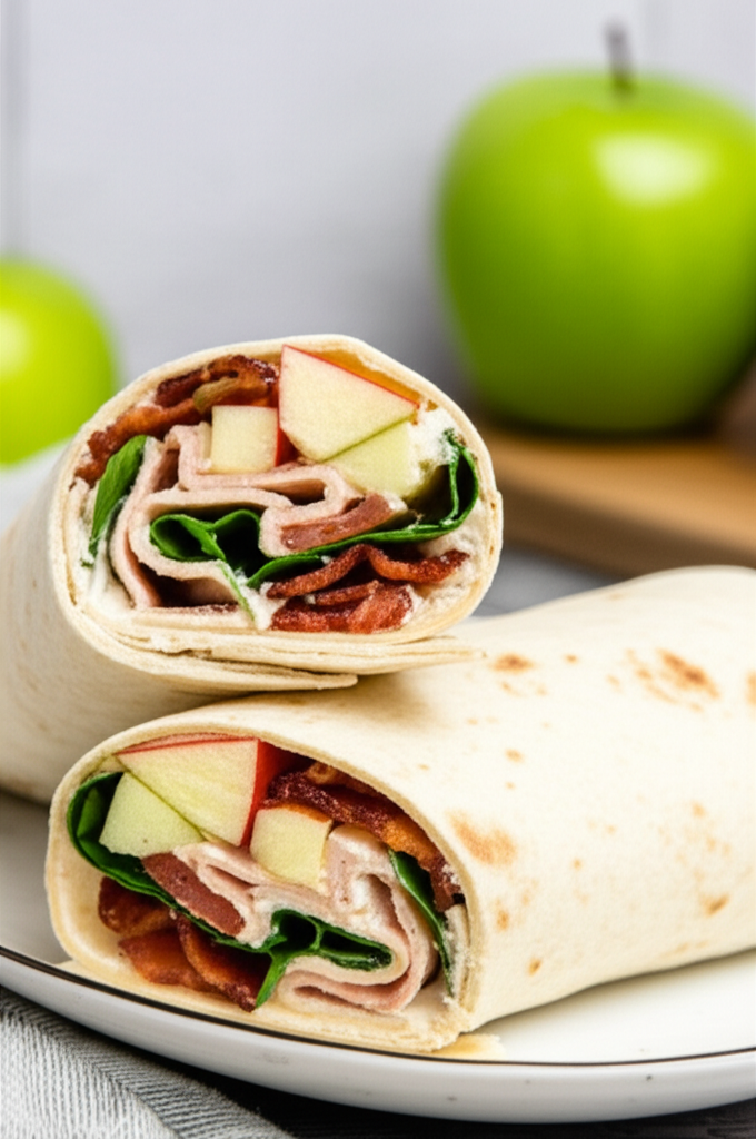 Apple Gouda And Turkey Wrap With Bacon image