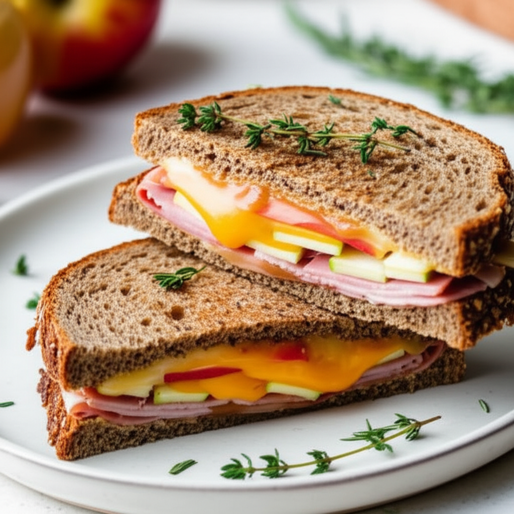 Apple Ham Cheddar Panini With Apple Butter Mmm image