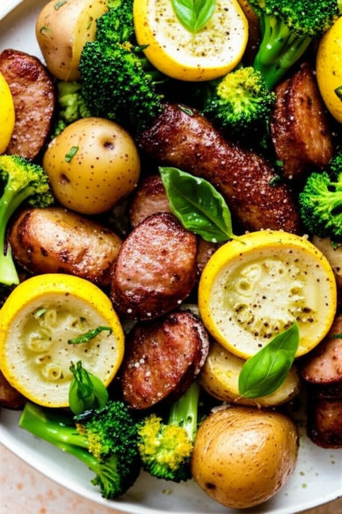 Easy Baked Summer Veggies And Sausage image