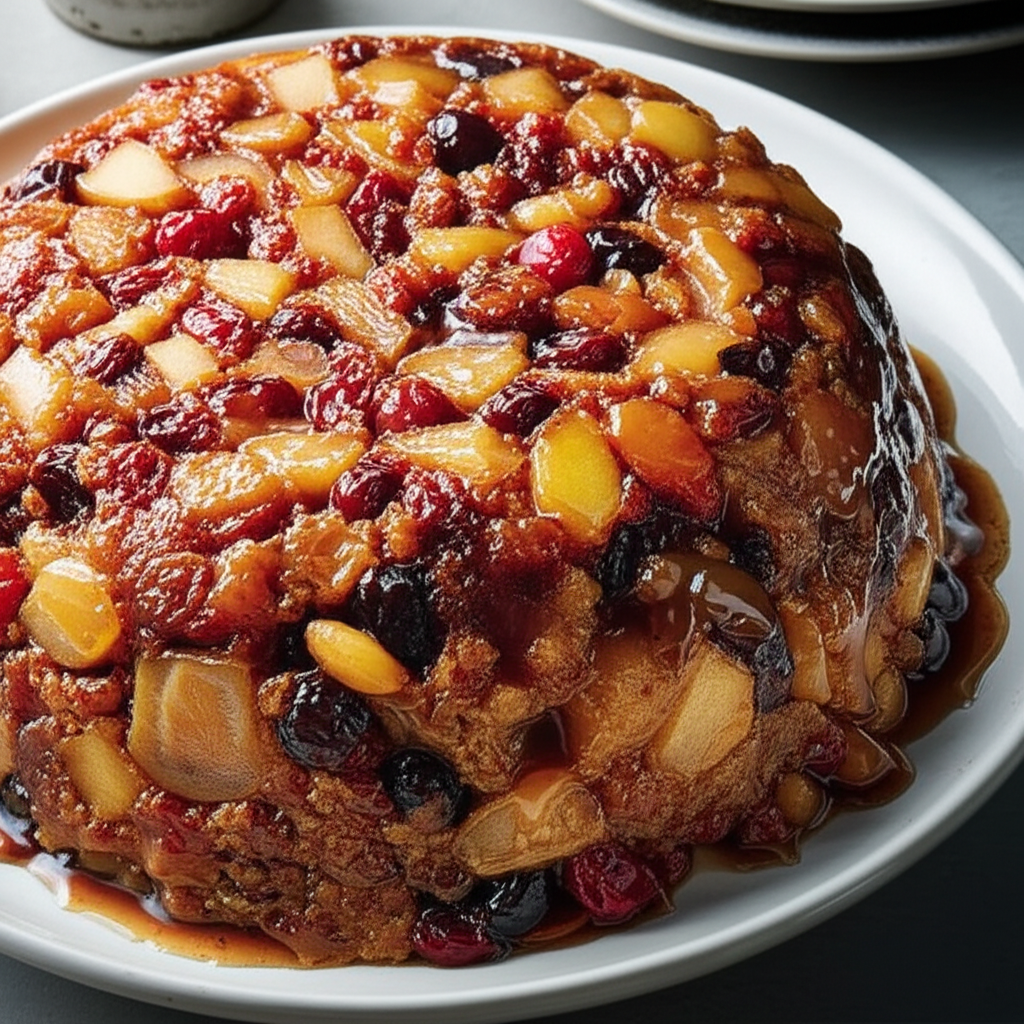 Apple Prune And Peach Christmas Pudding image