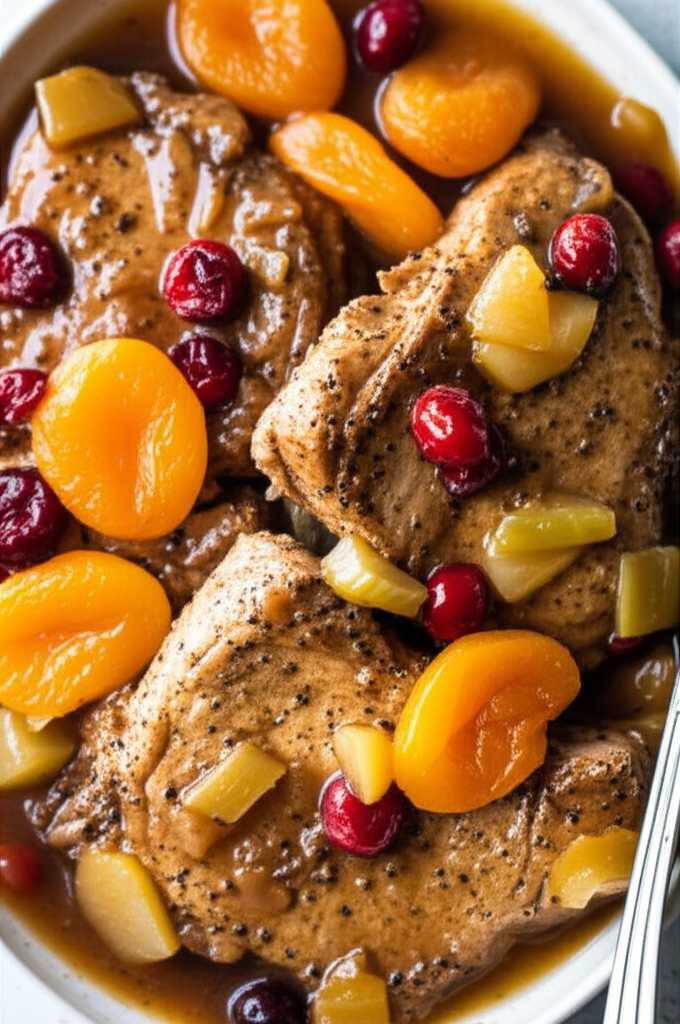 Apple Apricot Pork Chops Crock Pot image