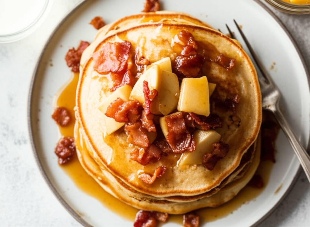Apple Bacon Pancakes With Cider Syrup image