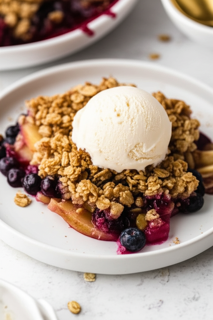 Apple Blueberry Crisp With Oatmeal Topping image