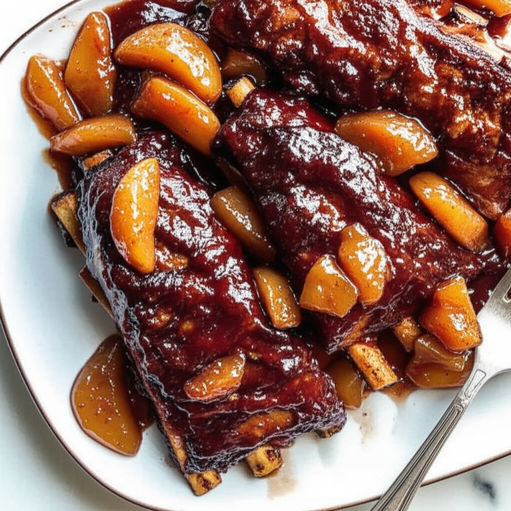 Apple Bourbon Country Style Pork Ribs Slow Cooker image