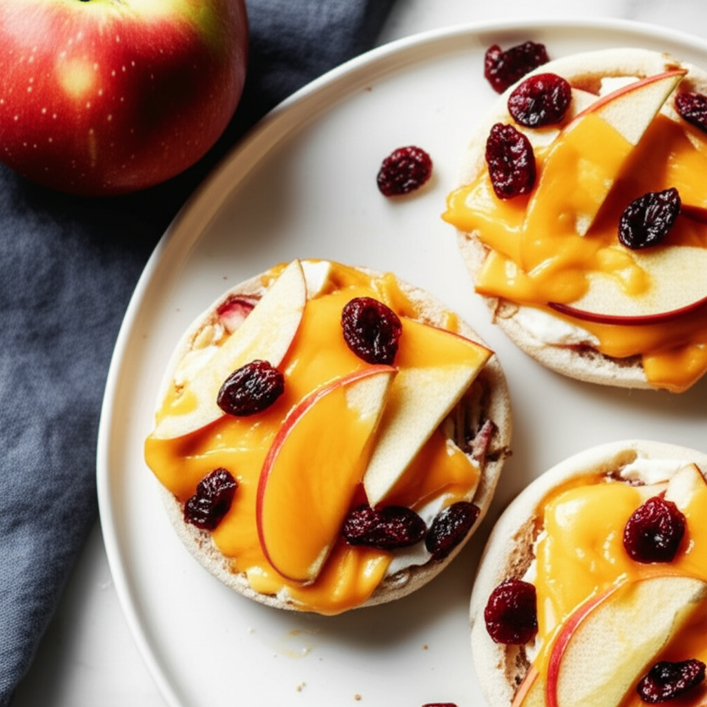 Apple Cheese English Muffin Pizzas image