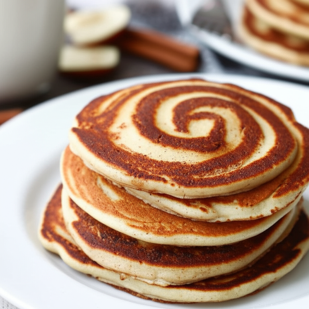 Apple Cinnamon Swirl Pancakes Vegan image