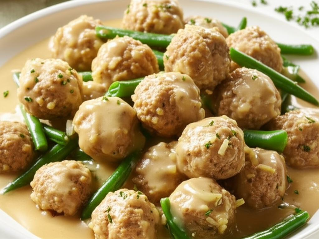 Easy Creamy Porcupine Meatballs