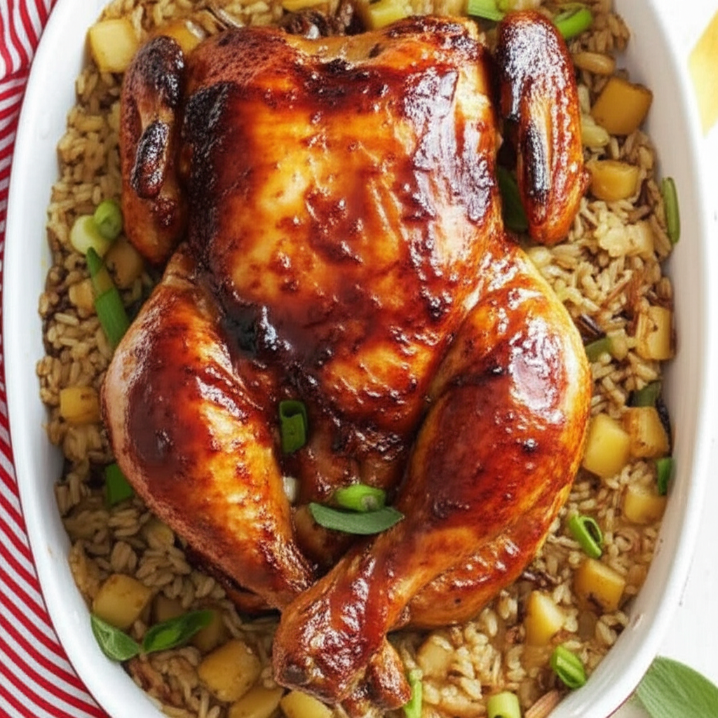 Apple Glazed Roast Chicken And Rice image