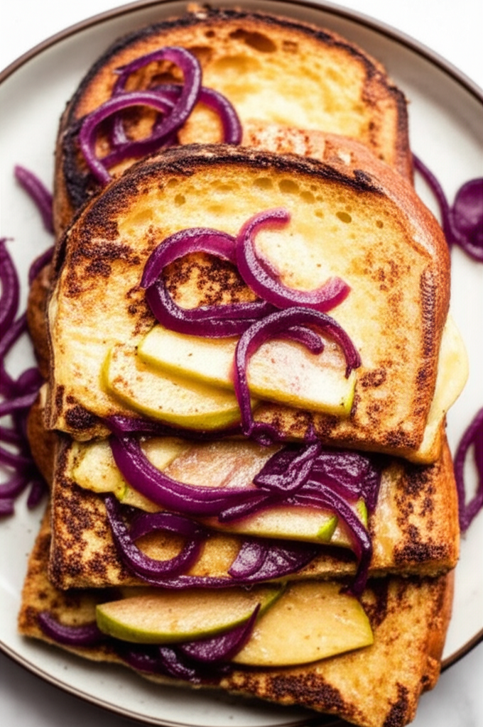 Apple Gruyere French Toast With Red Onion image