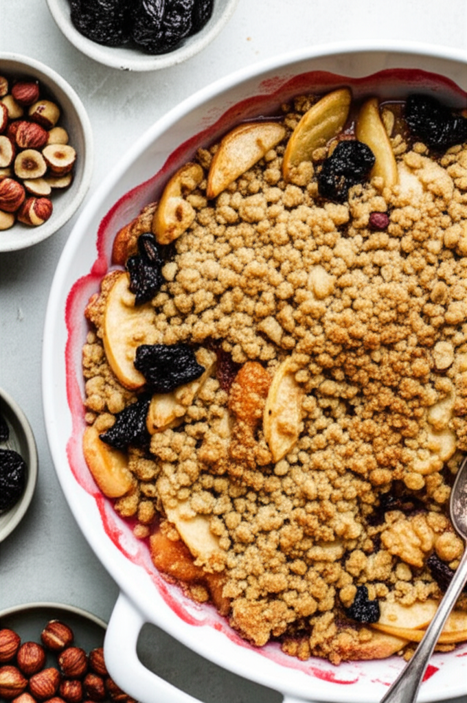 Apple Prune Crisp With Hazelnut Topping image