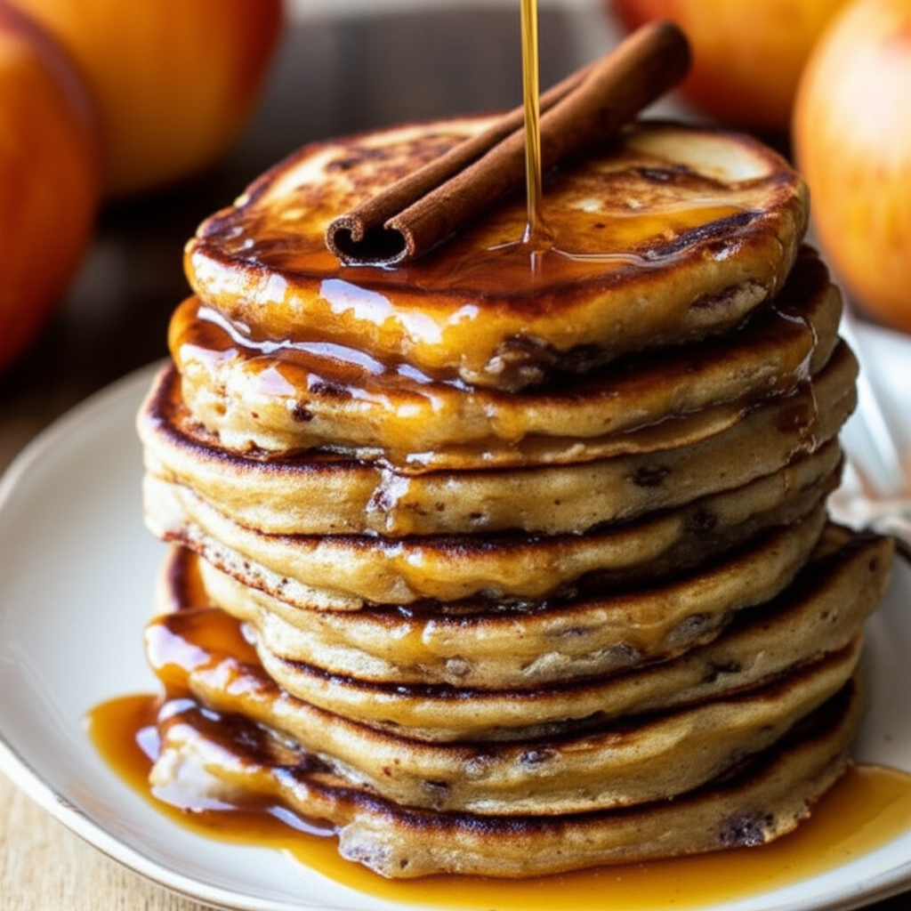Apple Raisin Pancakes With Apple Cider Syrup image