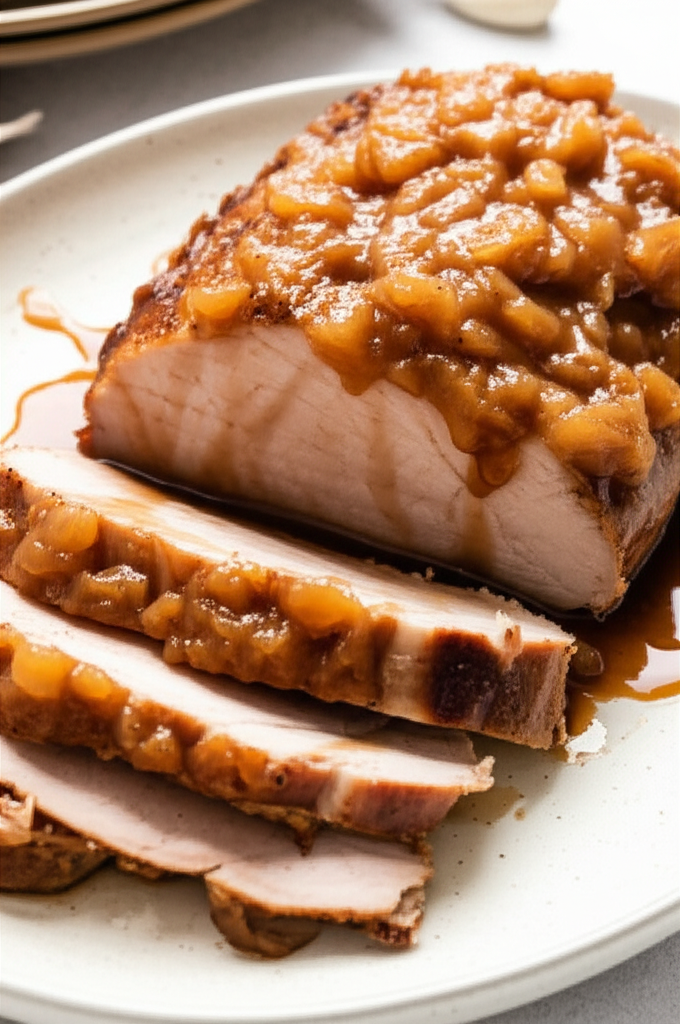 Applesauce Topped Pork Loin Roast image