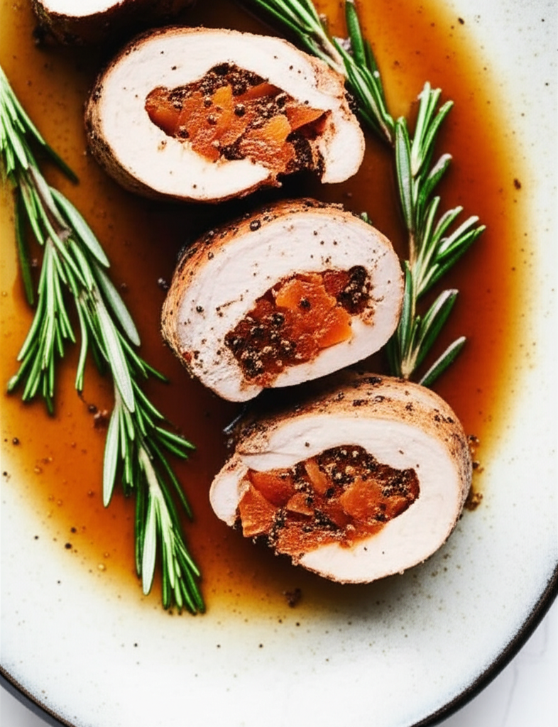 Apricot Cumin Stuffed Pork For Two image