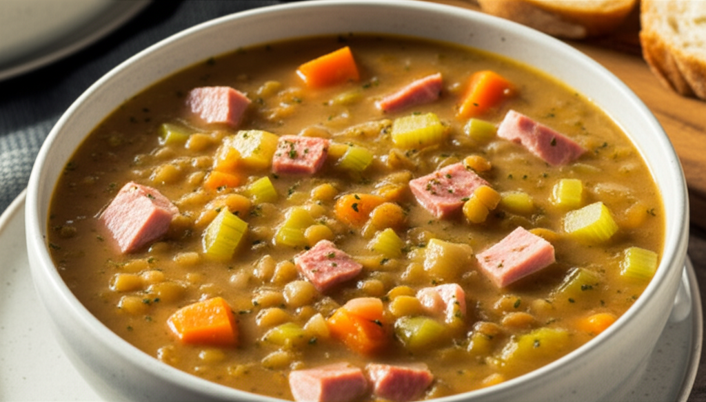1 Hour Smoky Ham And Lentil Soup image