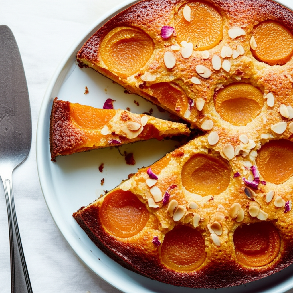 Apricot Almond Cake With Rosewater Cardamom image
